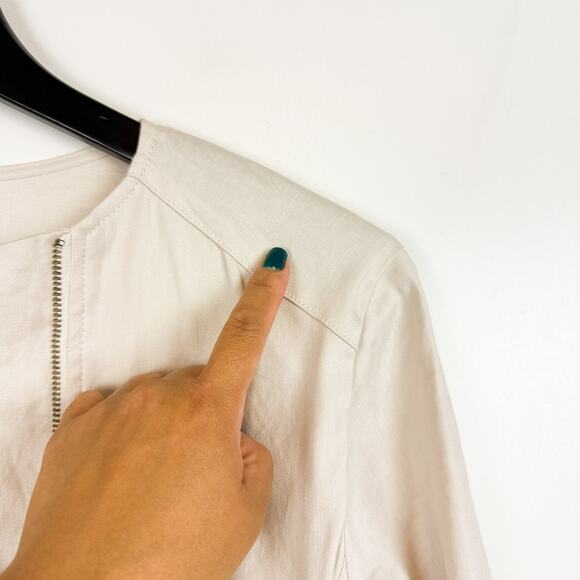 Amour Vert Moto Zip Linen Blend Jacket Ivory - XL - Picture 2 of 9